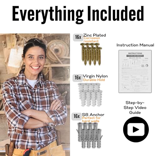 EVALD Heavy Duty Floating Shelf Bracket | 4-Inch Floating Mantel Mount, Blind Shelf Supports, and Anchors | Floating Shelf Hardware for Home and Office Decor | Fireplace Mantel Brackets (4 Pack) - Image 5