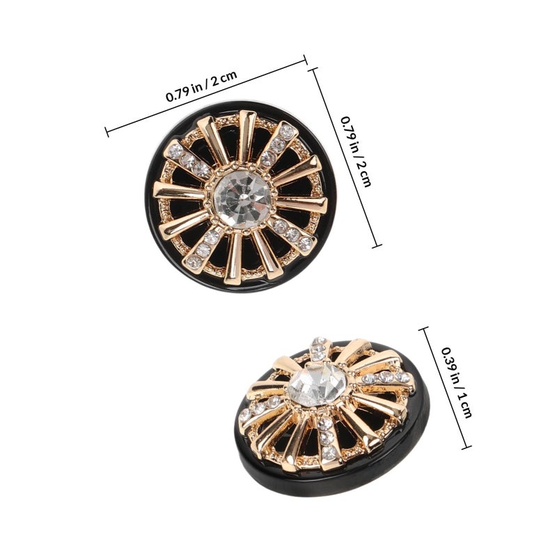 Gold Black Rhinestone Sew On Buttons 17 5mm 10pcs For Coat Shirt DIY Costume Sewing Fasteners - Image 3