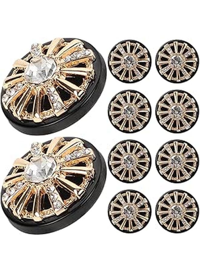 Gold Black Rhinestone Sew On Buttons 17 5mm 10pcs For Coat Shirt DIY Costume Sewing Fasteners - Image 1