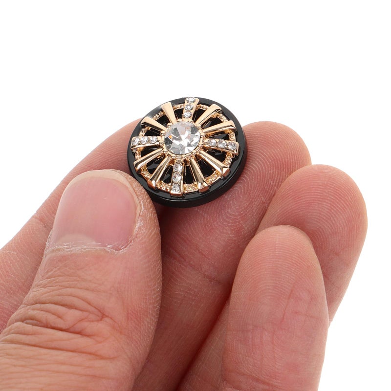 Gold Black Rhinestone Sew On Buttons 17 5mm 10pcs For Coat Shirt DIY Costume Sewing Fasteners - Image 5