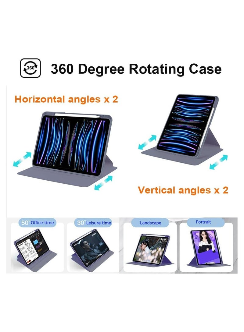 DUSALA Rotating Case for iPad Pro 13-Inch M4 (2024) with Pencil Holder,360 Degree Rotation Protective Stand Slim Cover Clear Back, Auto Wake/Sleep (iPad Pro 13) - Image 3