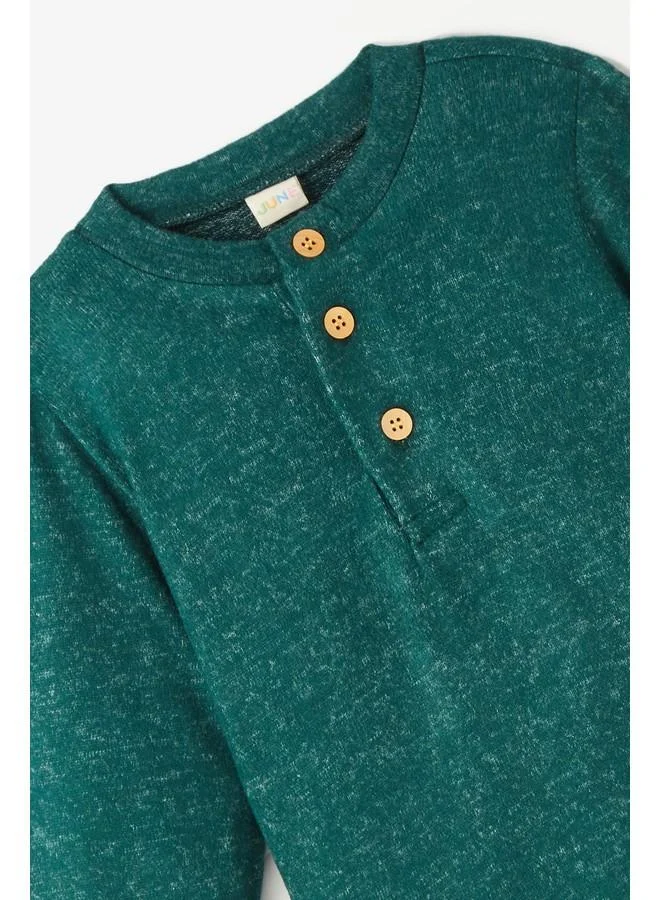 JUNE June Baby Boy Buttoned Collar Soft 2-Piece Winter Set Dark Green