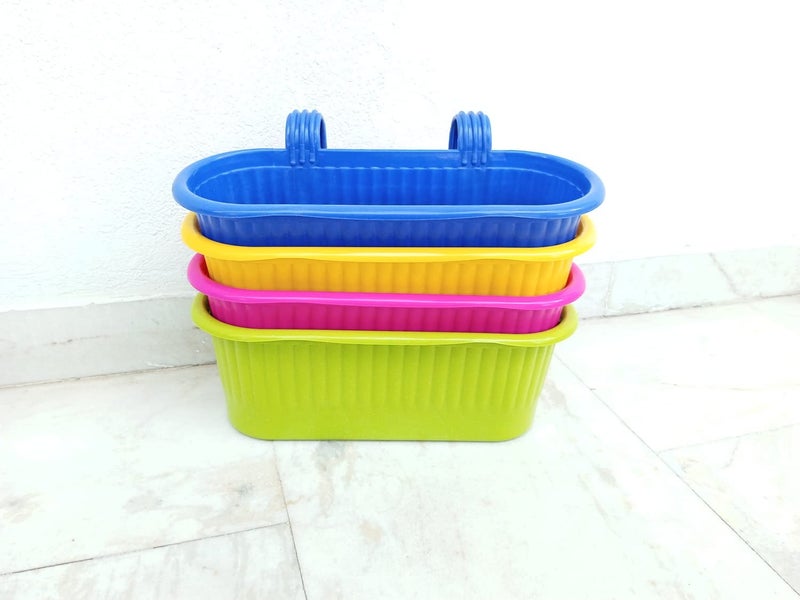 Clastik Virgin Plastic Hanging Planter, Multicolour (Multicolor), 4 Pieces - Image 1