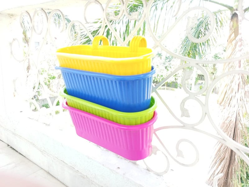 Clastik Virgin Plastic Hanging Planter, Multicolour (Multicolor), 4 Pieces - Image 2