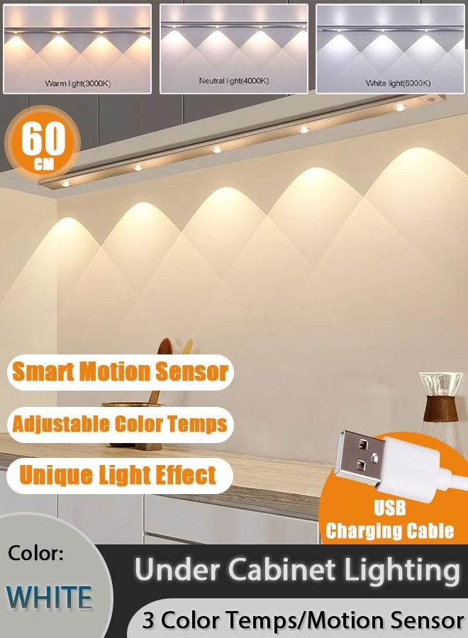 LED Under Cabinet Lighting, Rechargeable Motion Sensor Light Indoor, with Dimmable & 3 Color Temps, Night Lightwith Cat’s Eye Hill Effect, Wireless Under Counter Lights for Kitchen, Stairs, White - Image 1