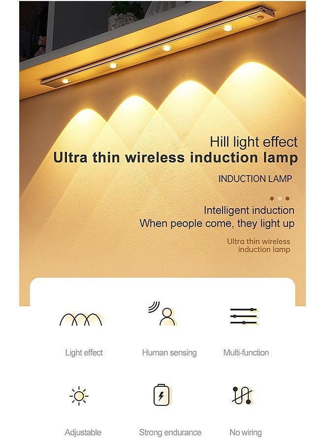 LED Under Cabinet Lighting, Rechargeable Motion Sensor Light Indoor, with Dimmable & 3 Color Temps, Night Lightwith Cat’s Eye Hill Effect, Wireless Under Counter Lights for Kitchen, Stairs, White - Image 2