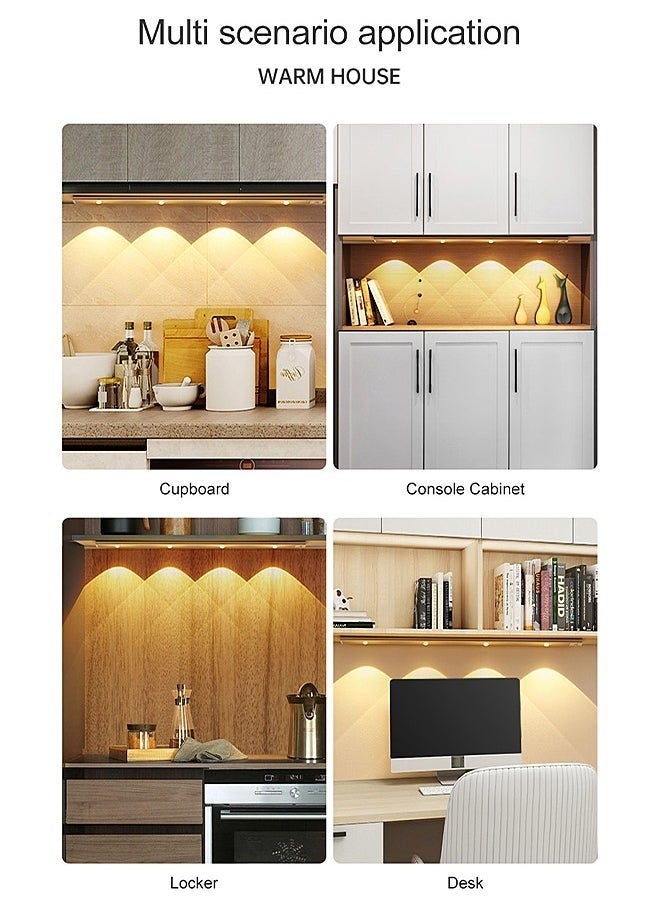 LED Under Cabinet Lighting, Rechargeable Motion Sensor Light Indoor, with Dimmable & 3 Color Temps, Night Lightwith Cat’s Eye Hill Effect, Wireless Under Counter Lights for Kitchen, Stairs, White - Image 4