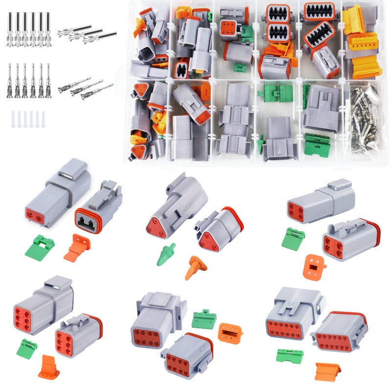 Cedolio 288PCS 3 Set Deutsch DT Connector Kit 2 3 4 6 8 12 Pin Gray Waterproof Electrical Connector with Stamped Contact and Seal Plug for Truck Boat OffRoad Vehicles Agriculture Motorcycle Wiring - Image 2