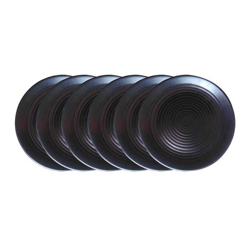 AWICKTIK Melamine Quarter Plates Round Half Plate Microwave Safe Plates for Snacks Dinner Plates for Home Office Restaurant Set of 6 8 Inchs Black matt Finish - Image 1