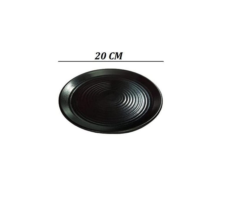 AWICKTIK Melamine Quarter Plates Round Half Plate Microwave Safe Plates for Snacks Dinner Plates for Home Office Restaurant Set of 6 8 Inchs Black matt Finish - Image 4