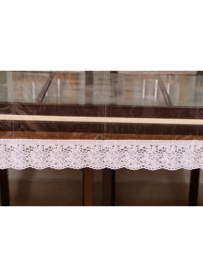 STITCHNEST PVC Transparent 6 Seater Dining Table Cover with White Lace, (54x78 Inches) - Image 4