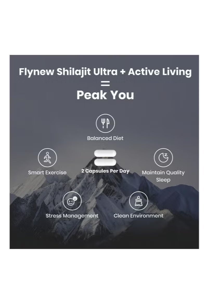 فلينو شيلاجيت للرجال والنساء ، شيلاجيت مع حمض فولفيك طبيعي u0026 L ، شيلاجيت الهيمالايا للطاقة ، دعم المناعة ، غير الكائنات المعدلة وراثيا ، مصنوعة في الولايات المتحدة الأمريكية ، 60 كبسولة ، 1,300 ملغ لكل حصة - Image 3