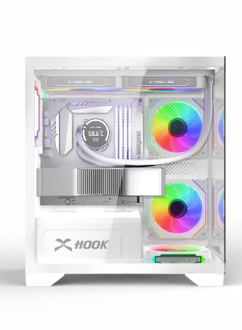 هووك كيس ألعاب هوك  بولت من هوك يأتي مع 4 مراوح ARGB PWM و جهاز للتحكم (ابيض) - Image 2