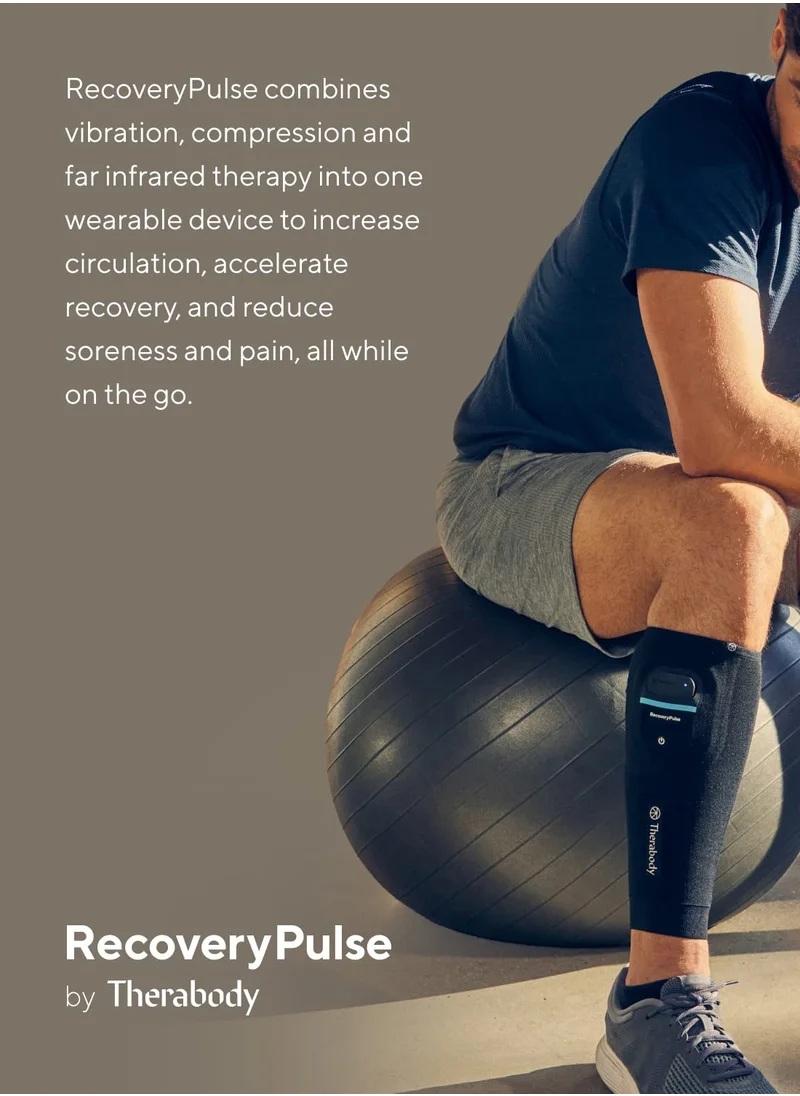 ثيرابودي Therabody RecoveryPulse Calf Sleeve 1pc - Compression and Vibration Sleeve for On The Go Relief, Reduce Soreness and Pain in Lower Legs, Increase Flexibility, Medium