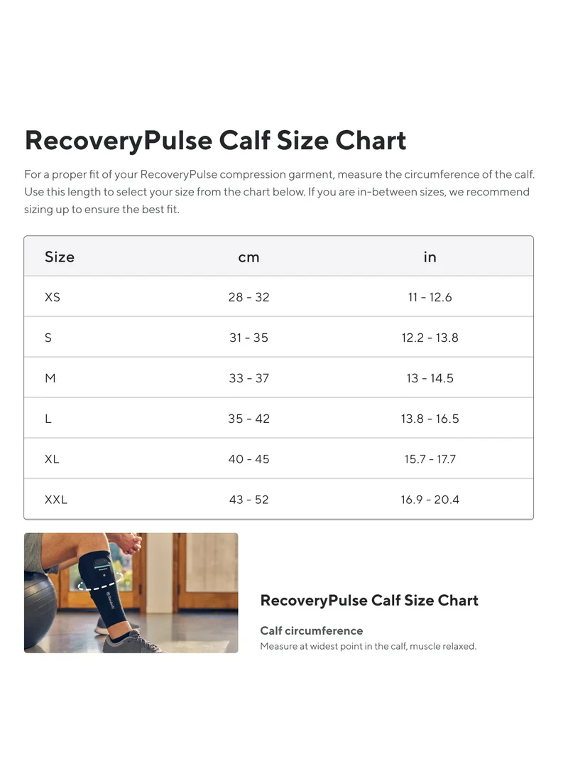 Therabody Therabody RecoveryPulse Calf Sleeve 1pc - Compression and Vibration Sleeve for On The Go Relief, Reduce Soreness and Pain in Lower Legs, Increase Flexibility, Medium