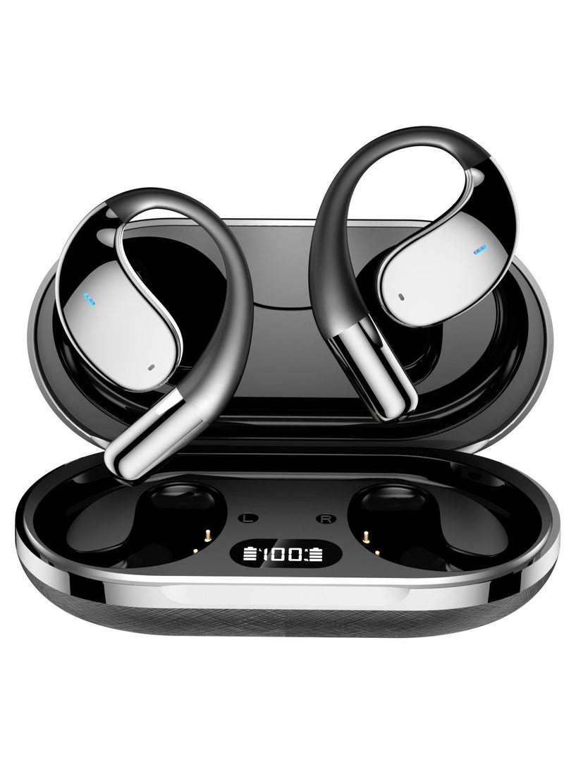 caijin AI Language Translator Wireless Earphones, Bluetooth Headset, Support 144 Languages ​​and Accents, ENC Noise Cancelling Microphone, LED Digital Display, Waterproof, Lightweight Design, Long Battery Life, Compatible with iOS and Android Devices, Suitable for Travel, Study, Work (black， with AI Translator) - Image 1