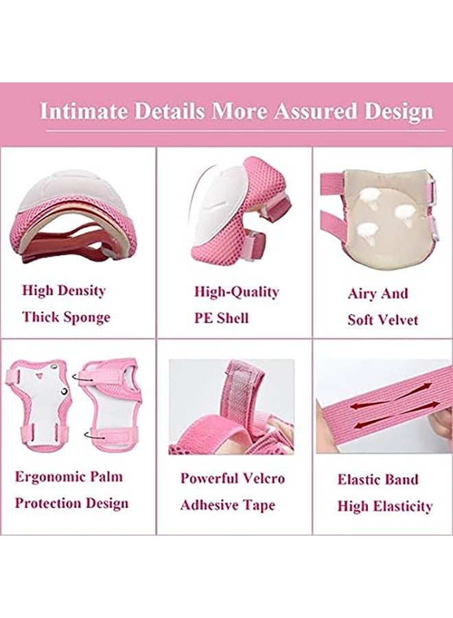 Generic Kids Helmet Adjustable,For Kids Ages 3-7 Years Old,Kids Bike Helmets For Boys And Girls,With Protective Sports Gear Set Knee Elbow Pads Wrist Guards,For Skating Bike Scooters(Pink) - Image 2