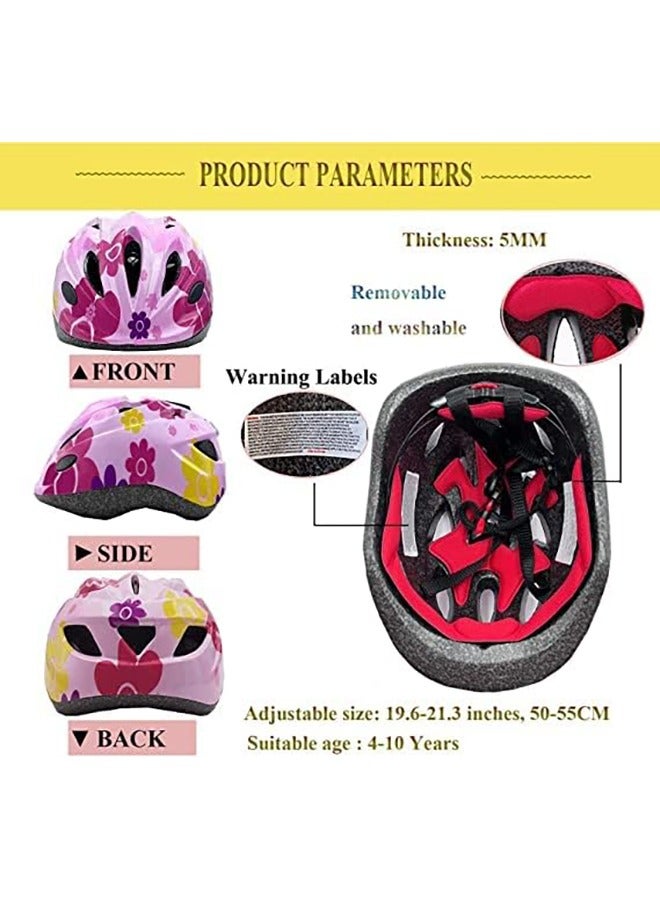 Generic Kids Helmet Adjustable,For Kids Ages 3-7 Years Old,Kids Bike Helmets For Boys And Girls,With Protective Sports Gear Set Knee Elbow Pads Wrist Guards,For Skating Bike Scooters(Pink) - Image 4