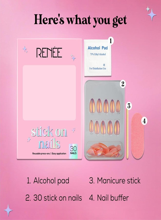 RENEE Stick On Nails Holographic Nail 01| 30 Reusable Artificial Fake Nail Set| Lightweight & Long Lasting| Easy To Use| Quick Fix For Festivals & Special Occasions - Image 4