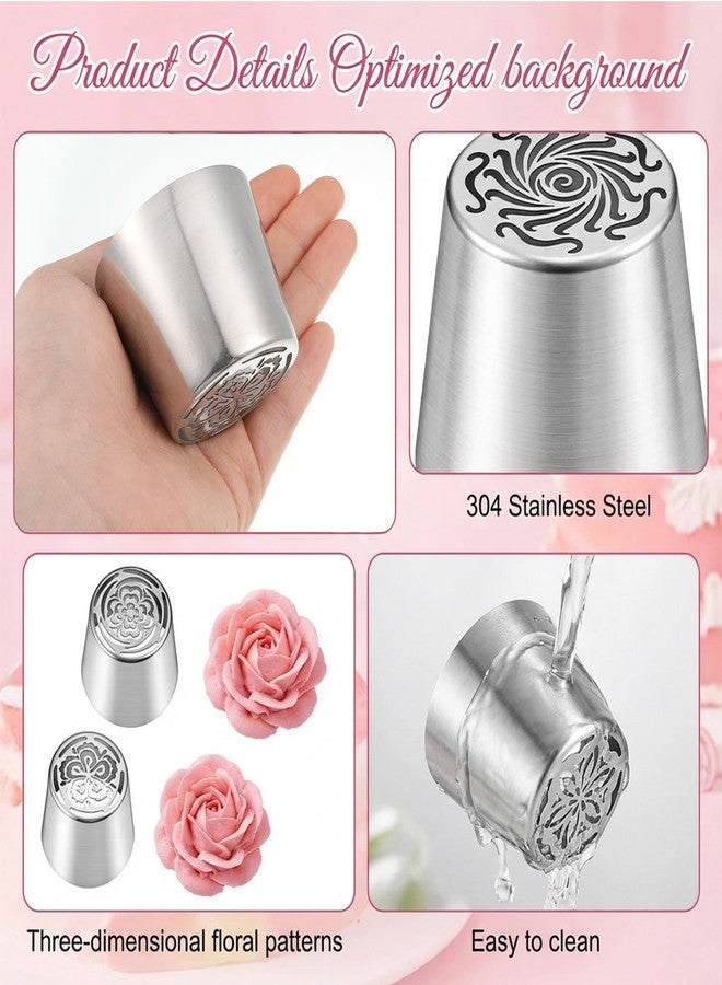Xosjska 4 PCS Russian Piping Tips Set, Stainless Steel Extra Large Russian Piping Tip 3D Flower Tips for Cake Decorating, Flower Shaped Frosting Nozzle Kit for Wedding Birthday Cakes Cupcakes Cookies Baker - Image 3