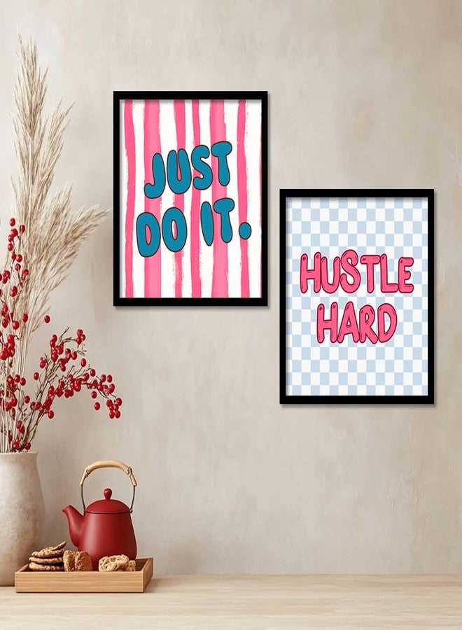 HOTHOUSE Motivational quotes wall decoration items posters with frame posters for office Study room Wall Decor Digital Reprint Set of 2 (10X10 inch) - Image 1