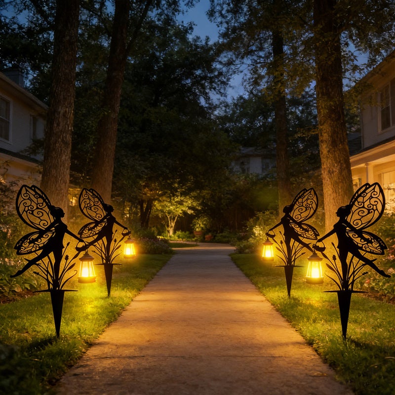 Iron Fairy Carrying Lantern Ground Stake Light for Garden Lawn Path Elf Solar Decor Lamp - Image 4