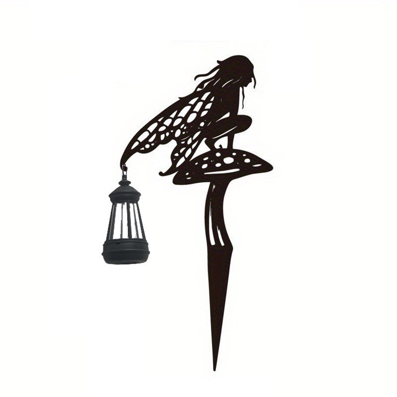 Iron Fairy Carrying Lantern Ground Stake Light for Garden Lawn Path Elf Solar Decor Lamp - Image 2