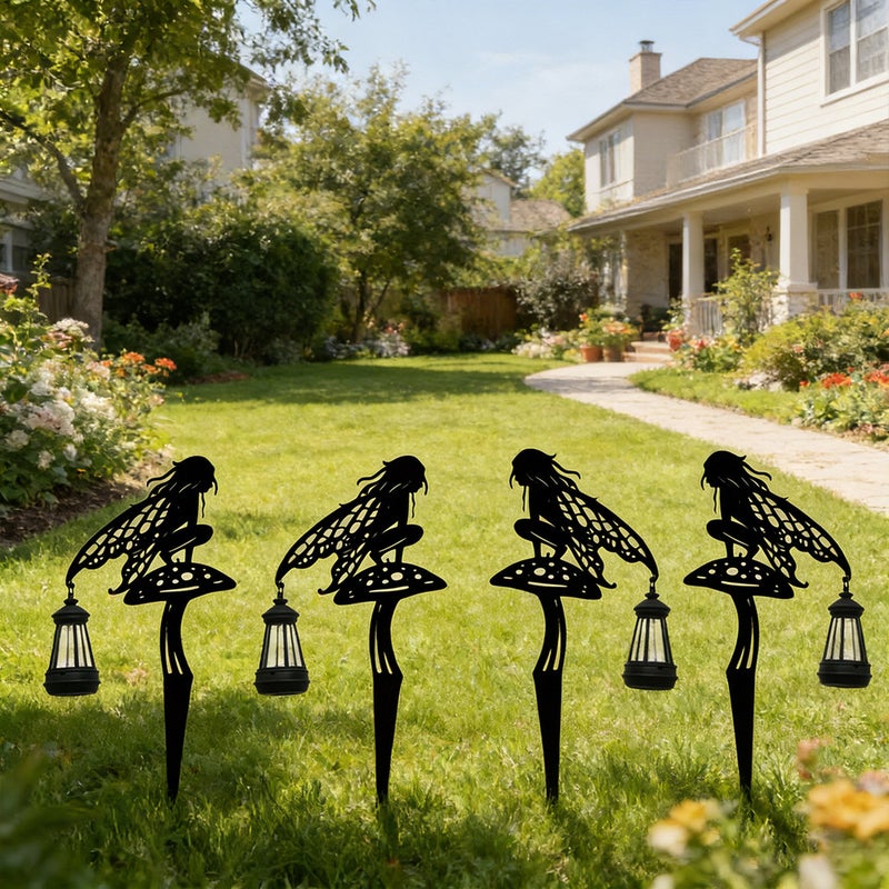 Iron Fairy Carrying Lantern Ground Stake Light for Garden Lawn Path Elf Solar Decor Lamp - Image 5