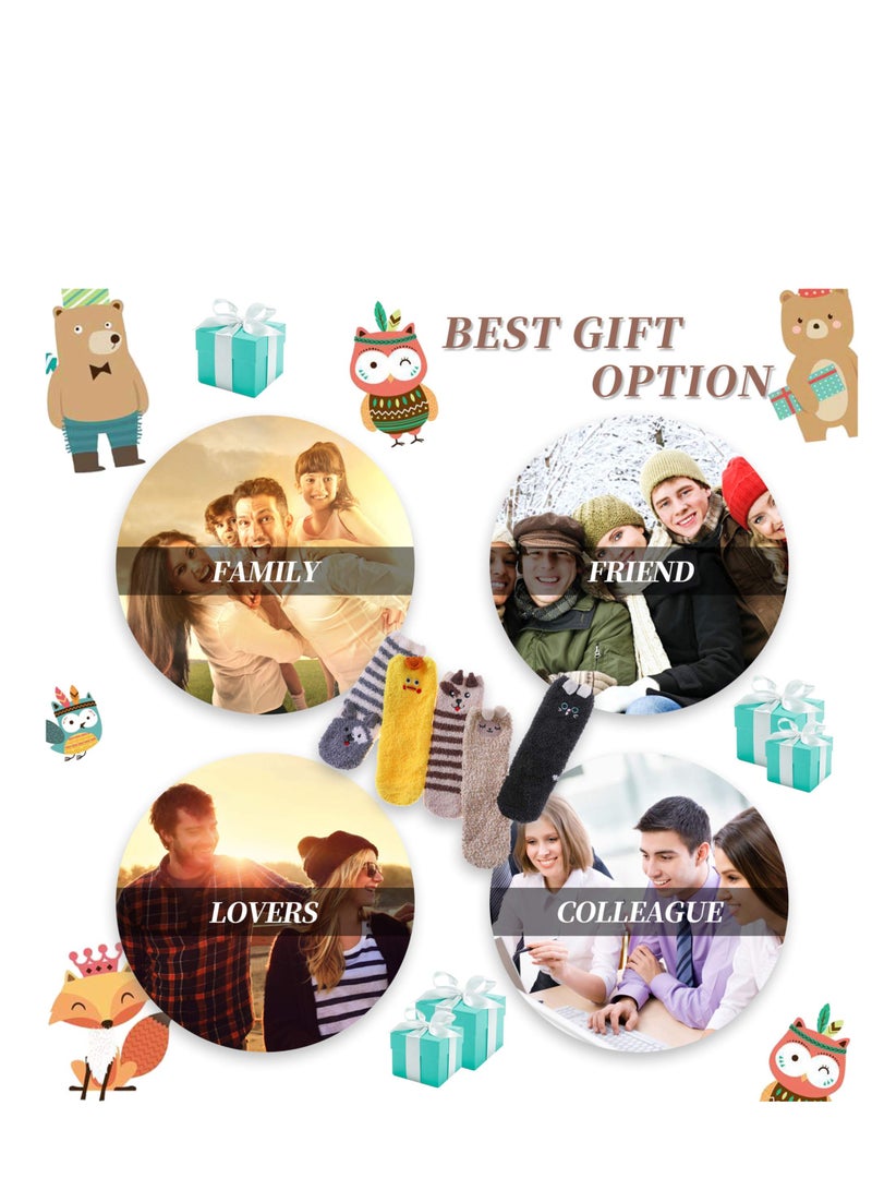 KASTWAVE Women's Fuzzy Socks 5 Pairs Winter Warm Fluffy Soft Slipper Home Sleeping   Animal - Image 2