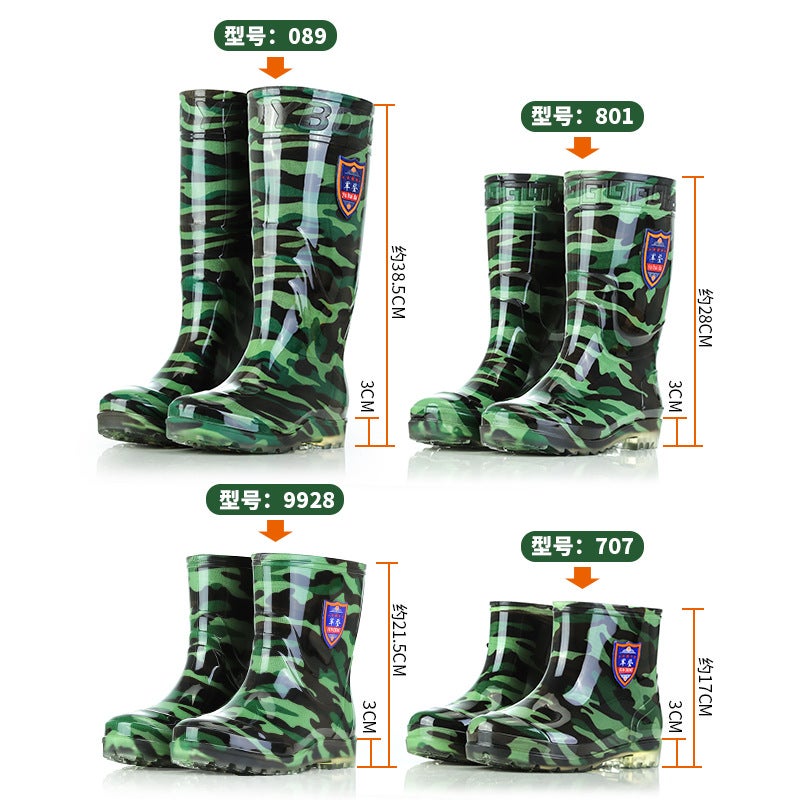 Jundeng Camouflage Rain Shoes Adult Plastic Rain Shoes High-Top Short Rain Boots Waterproof Non-Slip Wear-Resistant Water Boots A Generation Of Hair - Image 5