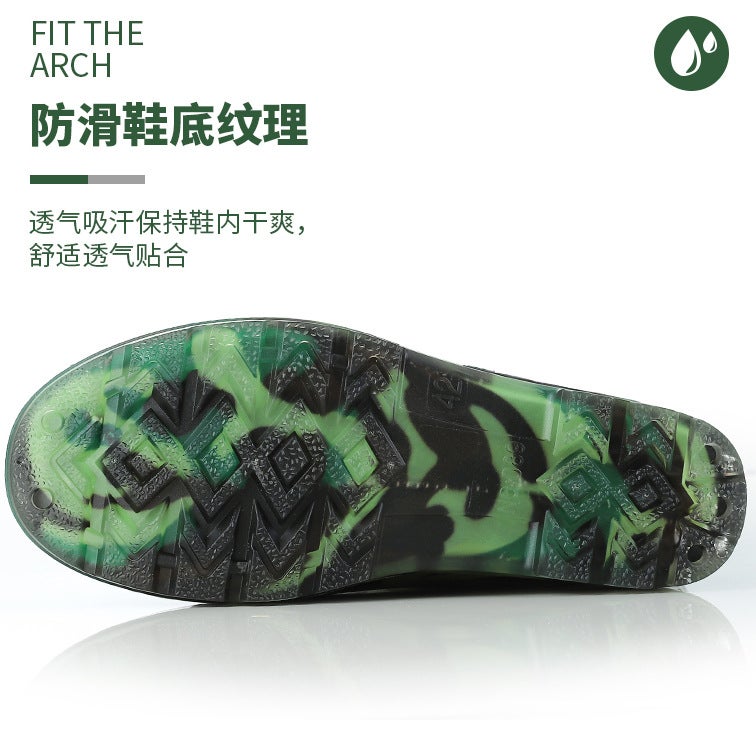 Jundeng Camouflage Rain Shoes Adult Plastic Rain Shoes High-Top Short Rain Boots Waterproof Non-Slip Wear-Resistant Water Boots A Generation Of Hair - Image 3