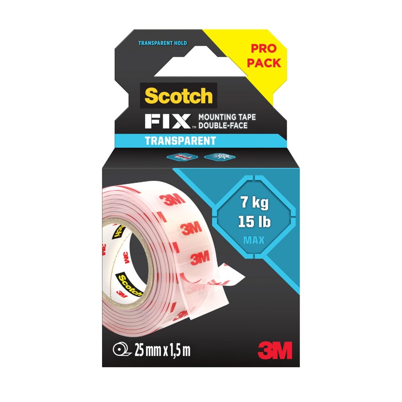 Scotch  Scotch-Fix™ Clear Double-Sided Mounting Tape 410H-CLR-EU, 25mmx1.5m, 24 RL/CV - Image 1