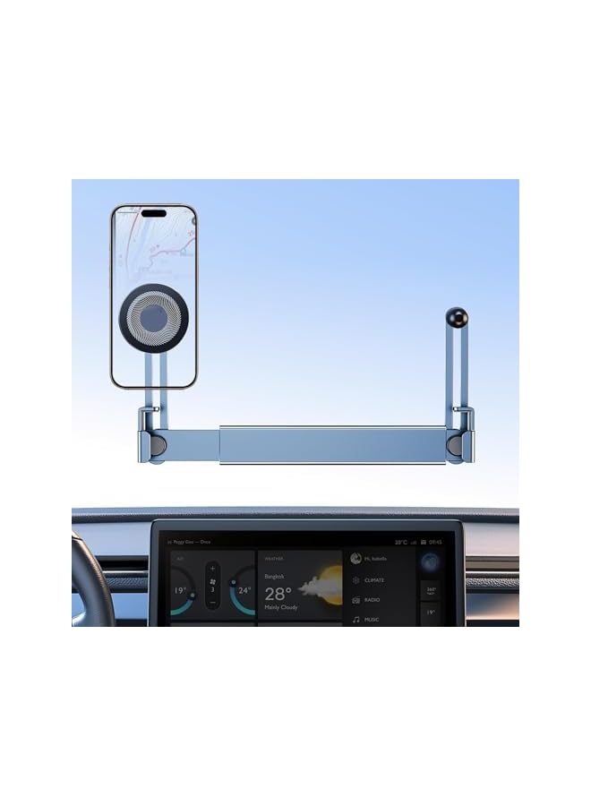 S-TOP Dual Head Tesla Screen Phone Mount for Model Y/3, [Magnetic + Clamp Head] Car Accessories, Aluminum Phone Holder Stand, Fits Highland & Juniper - Image 1