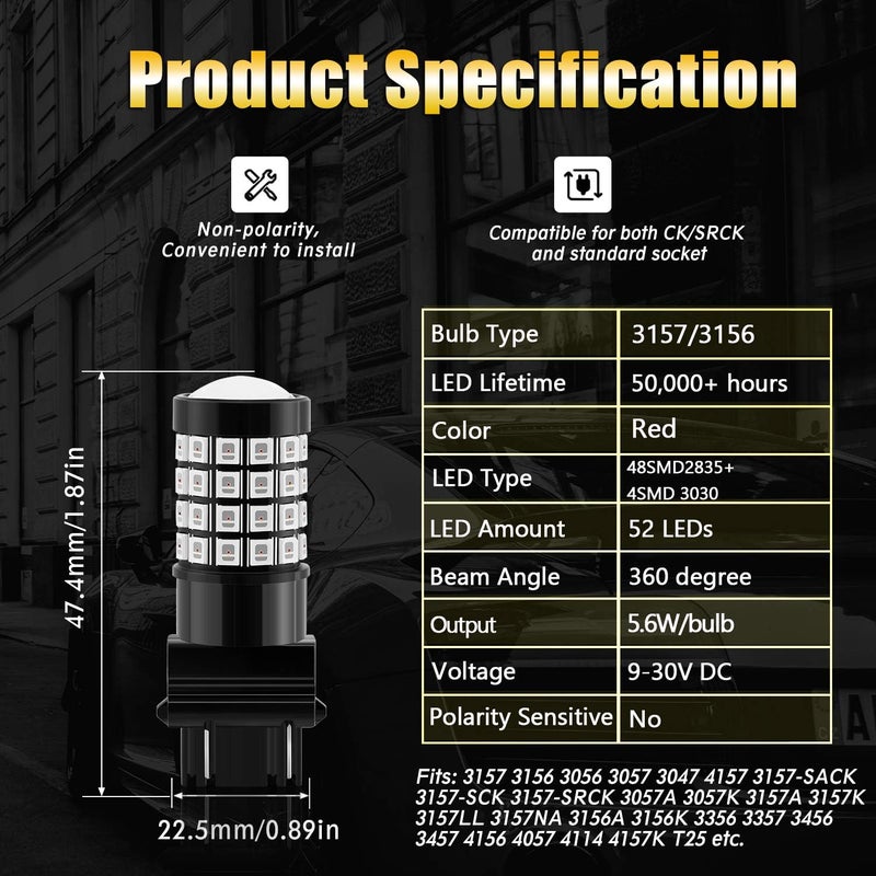 BRISHINE LED Flashing Brake Light Bulbs - Pack of 2 - Image 3