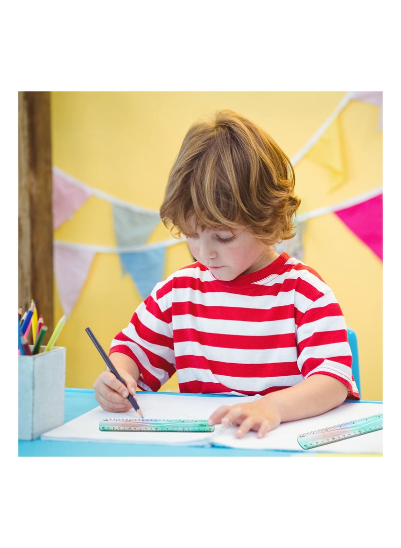 SYOSI Rulers Set, 12 8 6 Inch Rulers Set 6 Pieces Soft Bendable Ruler for Kids Students Flexible Plastic Ruler with Inches and Centimeters Ruler - Image 2