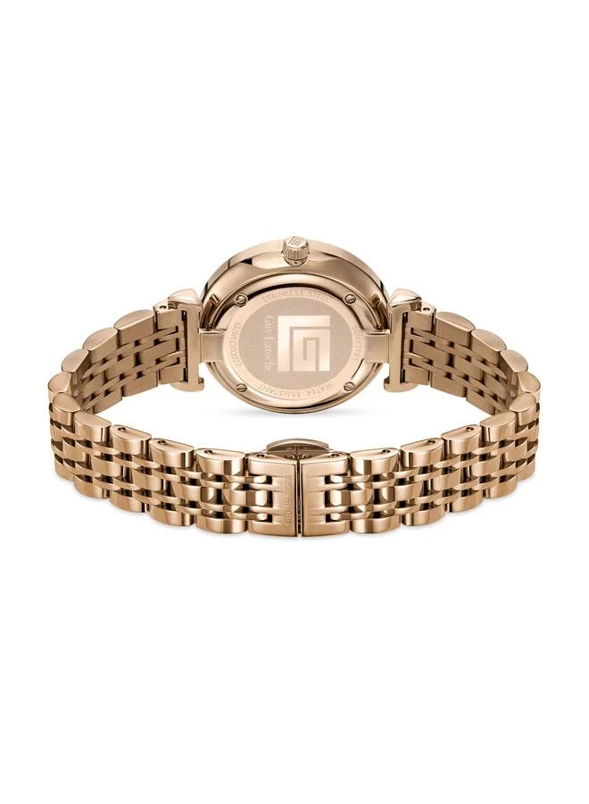 Guy Laroche Silver/Rose Gold Elodie Blue Mother of Pearl Dial Silver-Rose Gold Metal Bracelet Analog Watch for Women 32mm for Women | Best Price UAE