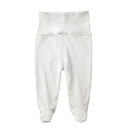 Teach Leanbh Infant Baby 3 Pack Footed Pants Cotton High Waist Casual Leggings (6 Months, White/3) - Image 2