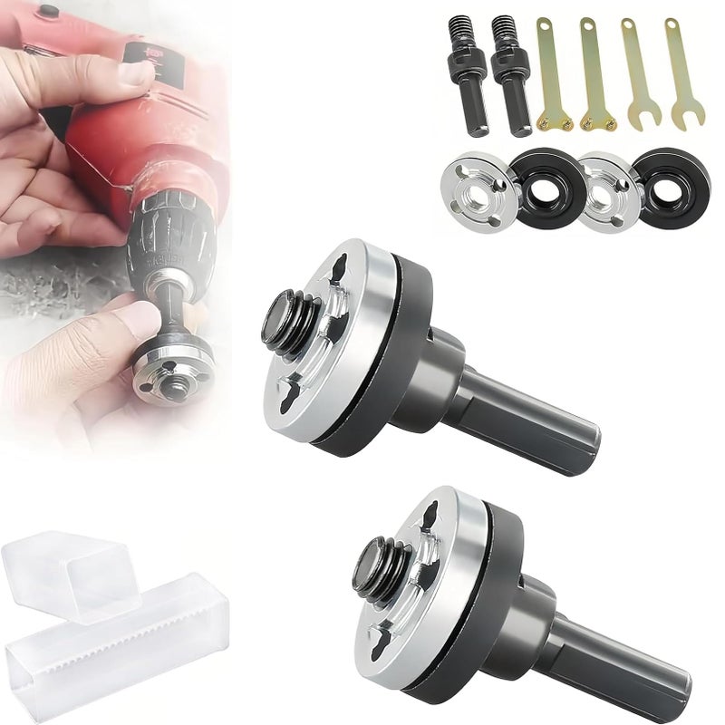 THEshyop Electric Drill Angle Grinder Connecting Rod Set, 10mm Conversion Angle Grinding Adapter Connecting Rod Kit With Spanner For Cutting Disc, Polish Disc And Polish Sponge (2 Set) - Image 1