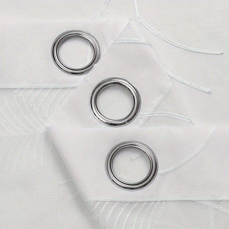2pcs White Sheer Leaf Pattern Light Filtering Privacy Curtains 140x245cm - Image 5