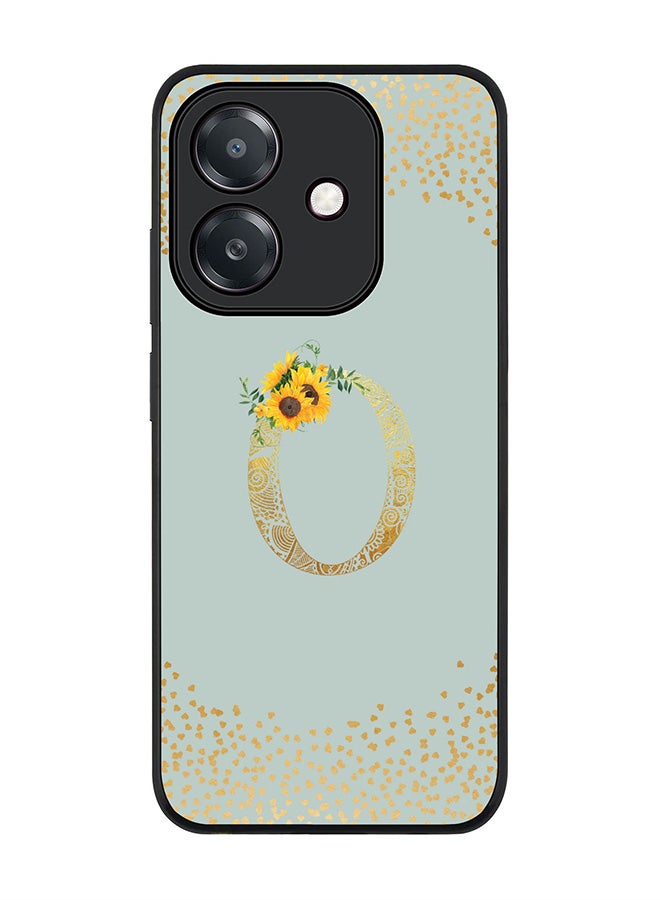 Stylizedd For Oppo A5i Case,Slim fit Camera Protection, Shockproof Thin Phone cover  - Custom Floral Monogram - O  (Light Grey )