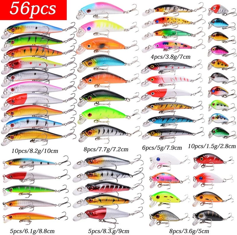 Aorace Fishing Lures Kit Mixed Including Minnow Popper Crank Baits with Hooks for Saltwater Freshwater Trout Bass Salmon Fishing - Image 2