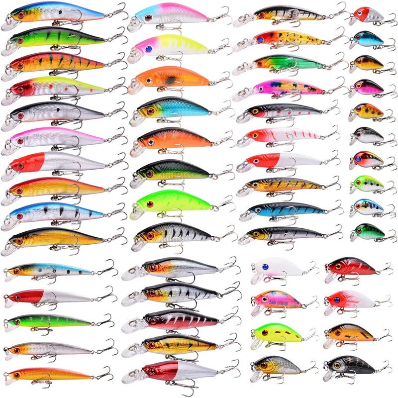 Aorace Fishing Lures Kit Mixed Including Minnow Popper Crank Baits with Hooks for Saltwater Freshwater Trout Bass Salmon Fishing - Image 1