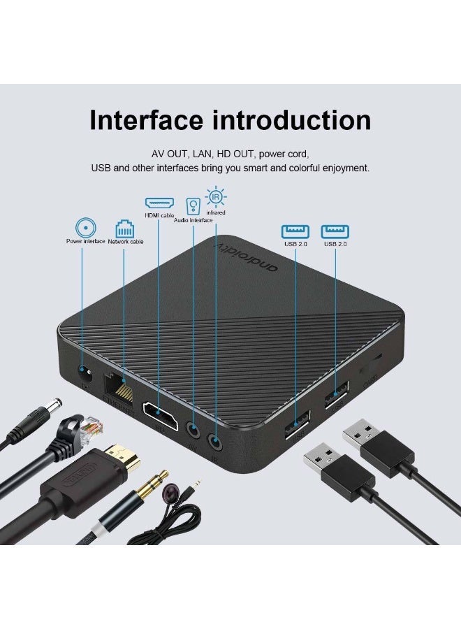 جهاز T1s عالي الأداء يعمل بنظام Android TV Box – دقة 8K فائقة الوضوح، تحكم صوتي، واي فاي، وبث الوسائط - Image 1