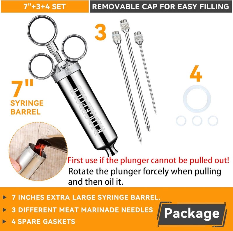 RIDGEPOLE Meat Injector, Marinade Injector with 3 Marinade Needles,Seasoning Injector, Turkey Injector Syringe，2-OZ Large Capacity, All Stainless Steel 2024 UPDATE - Image 4