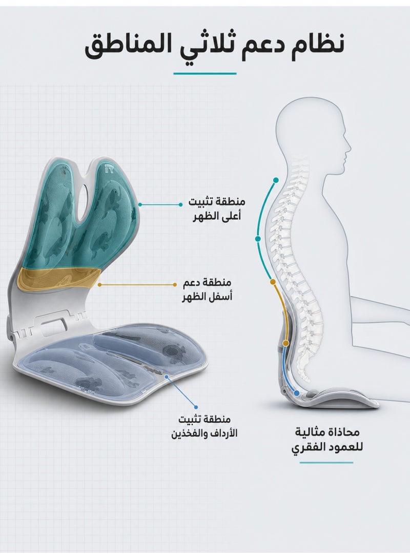 وسادة مقعد قابلة للطي لدعم الظهر والعمود الفقري ومصحح وضعية الجلوس لكرسي المكتب - وسادة دعم قطني مريحة بتقنية الهواء المتكامل - Image 2