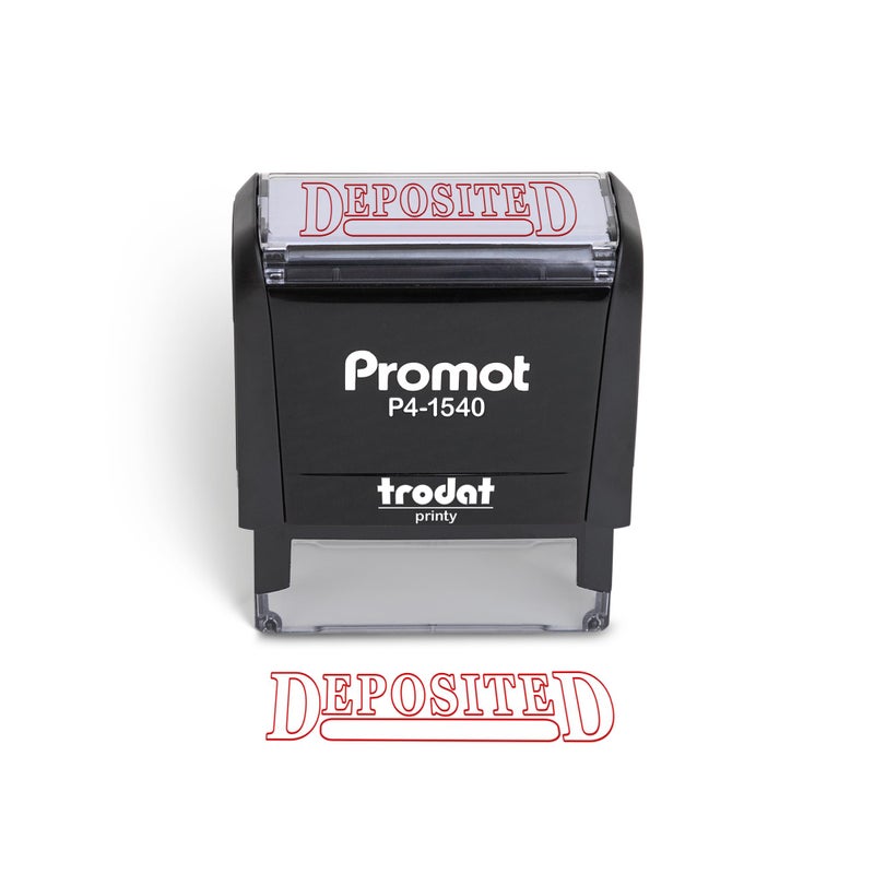 Promot Promot Deposited Self Inking Rubber Stamp  Refillable Office Stamps  Business Bookkeeping Ordering Accounting Work Deposit Stamper  Red Ink