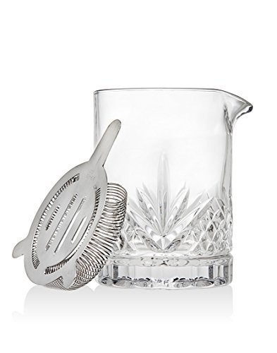 Godinger Godinger Dublin Collection Crystal Mixing Glass Pitcher Cocktail Shaker with Stainless Steel Julep Strainer 