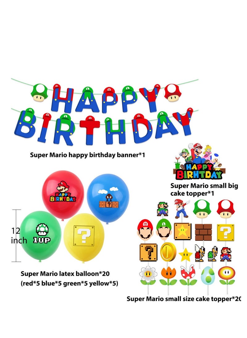 xppier 42 Pieces Mario Theme Birthday Decorations for Children's Birthday Supplies  - Image 1