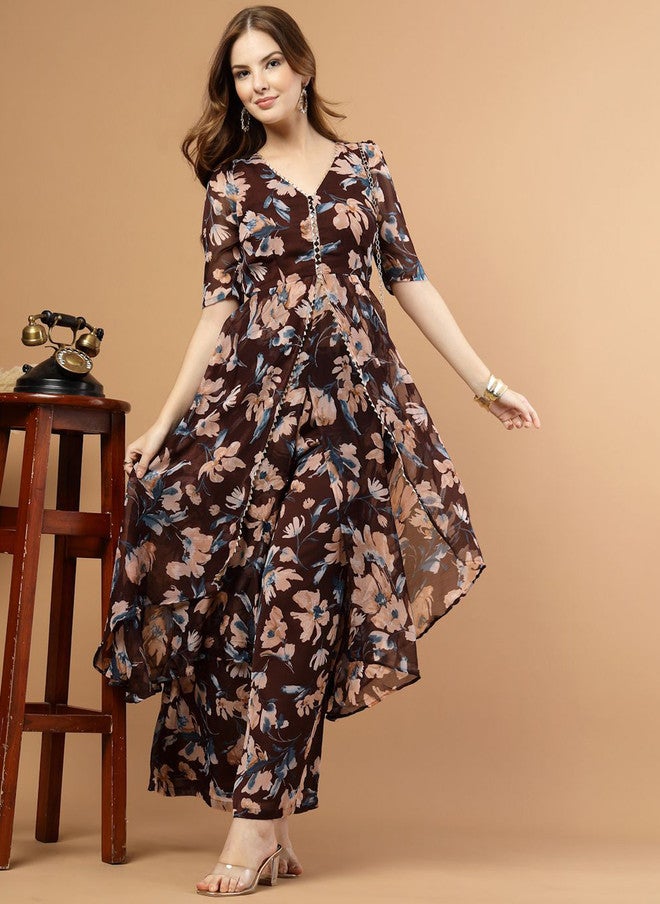 RAASSIO كُرتا مزخرفة بالأزهار مع بنطلون للنساء - Image 1