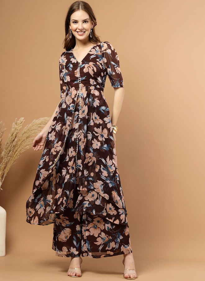 RAASSIO كُرتا مزخرفة بالأزهار مع بنطلون للنساء - Image 4